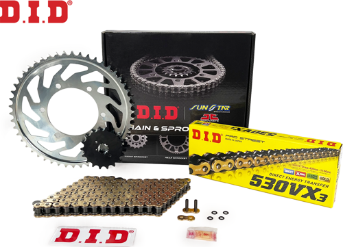 DID Zincir Dişli Seti Suzukı Gsf Bandıt / S (1200 Cc)  (2001-2005) / Zincir : Dıd-530Vx3 (Gold)-110 / Dişli: Sunstar (15T) - Jt (45T)