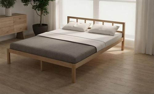 Masif Ahşap Başlıklı Karyola 100X200 cm Doğal Ahşap Natural