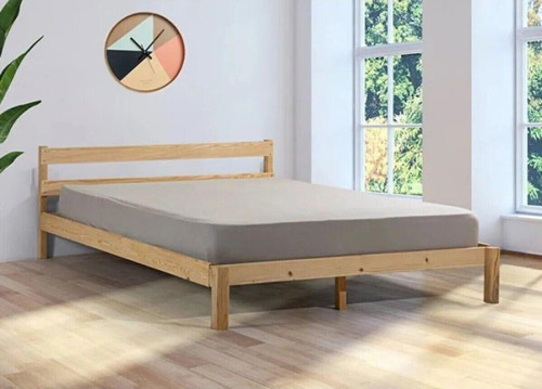 Masif Ahşap Karyola Çift Kişilik 140X200 cm Doğal Ahşap Natural