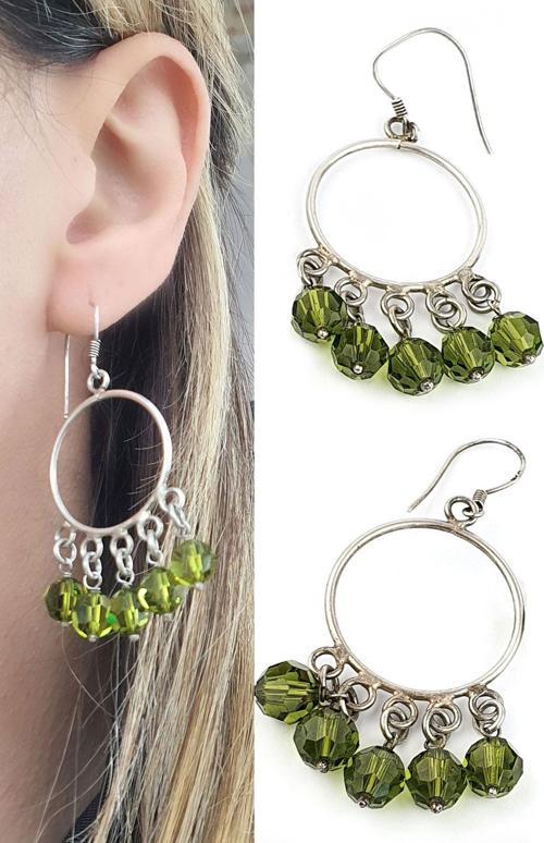 Peridot Taşlı 925 ayar Gümüş Trend Küpe