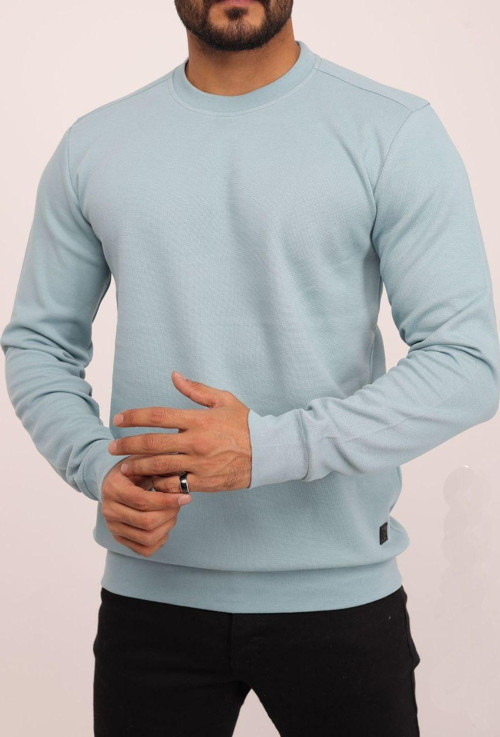 Troy Erkek Slim Fit Uzun Kol Sıfır Yaka Sweatshırt-7169