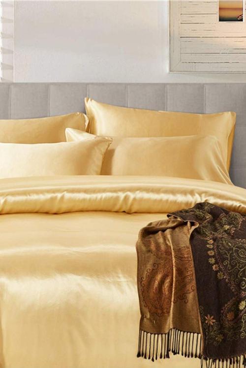 Altın Sarısı Gold Ipek Saten Yastık Kılıfı 50 X 70 2'Li