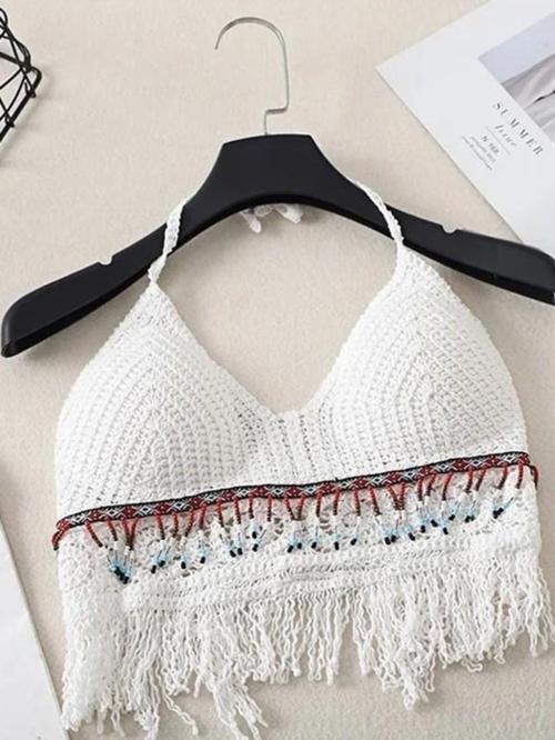 Boho Plaj Büstiyer Tığ İşi Örgü Sütyen Bikini Üstü