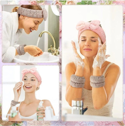Çift Takım Renkli Havlu Bilek Yıkama Bandı Sporcu Spa Bileklik
