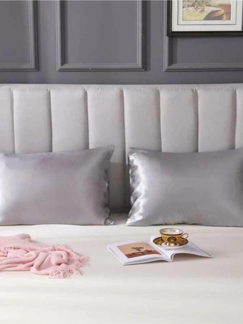 Gri Ipek Saten Yastık Kılıfı 50 X 70 2'Li