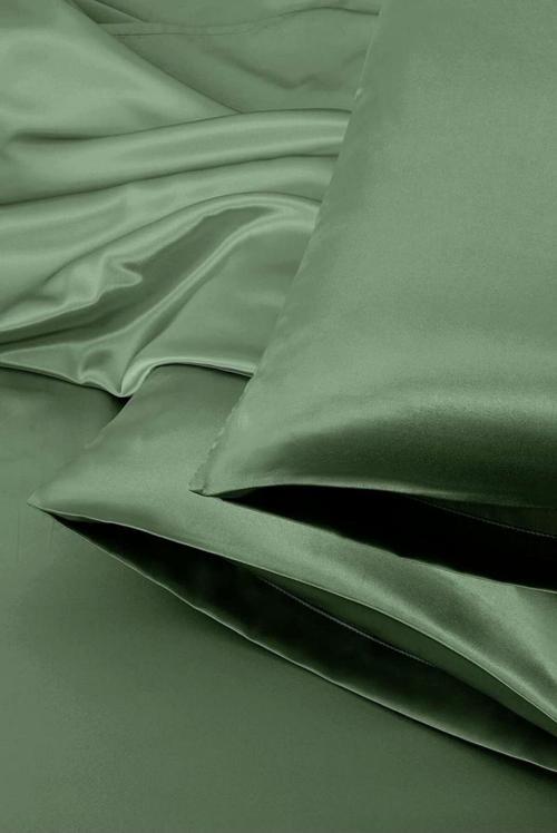 Soyut Yeşil Mat İpek Saten Yastık Kılıfı 50 X 70 2'Li