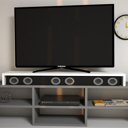Carry Beyaz Monitör Yükseltici Soundbar Stand