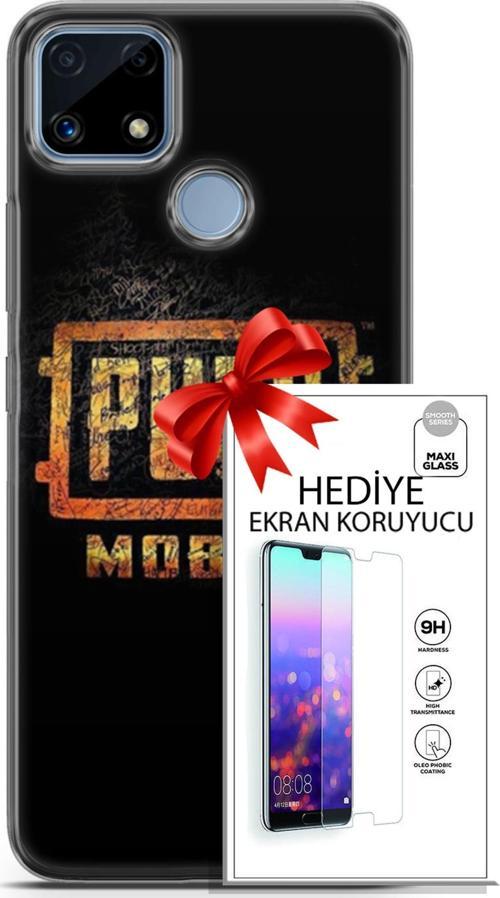 Realme C25 Kılıf Orijinal Seri Pubg 14 Logo Cover Kılıf + Ön Ekran Koruyucu
