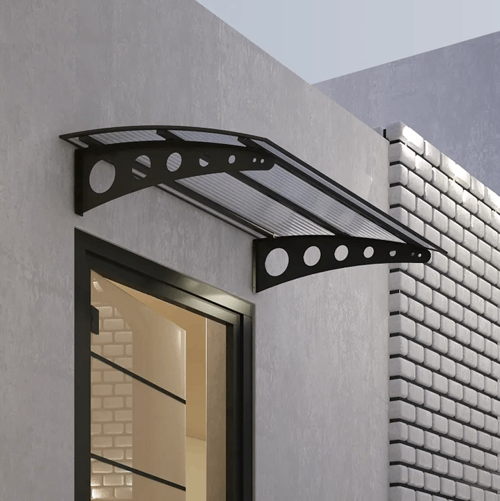 Pratik Metal Sundurma (175X100) Oval Serisi Kapı ve Pencere Üstü Sundurma Koruma Gölgelik Kar Yağmur Kanopi (Antrasit - Şeffaf)