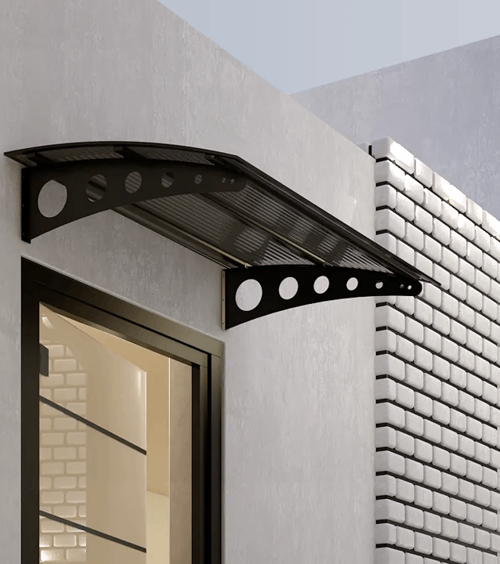 Pratik Metal Sundurma (120X100) Oval Serisi Kapı ve Pencere Üstü Sundurma Koruma Gölgelik Kar Yağmur Kanopi (Siyah - Füme)