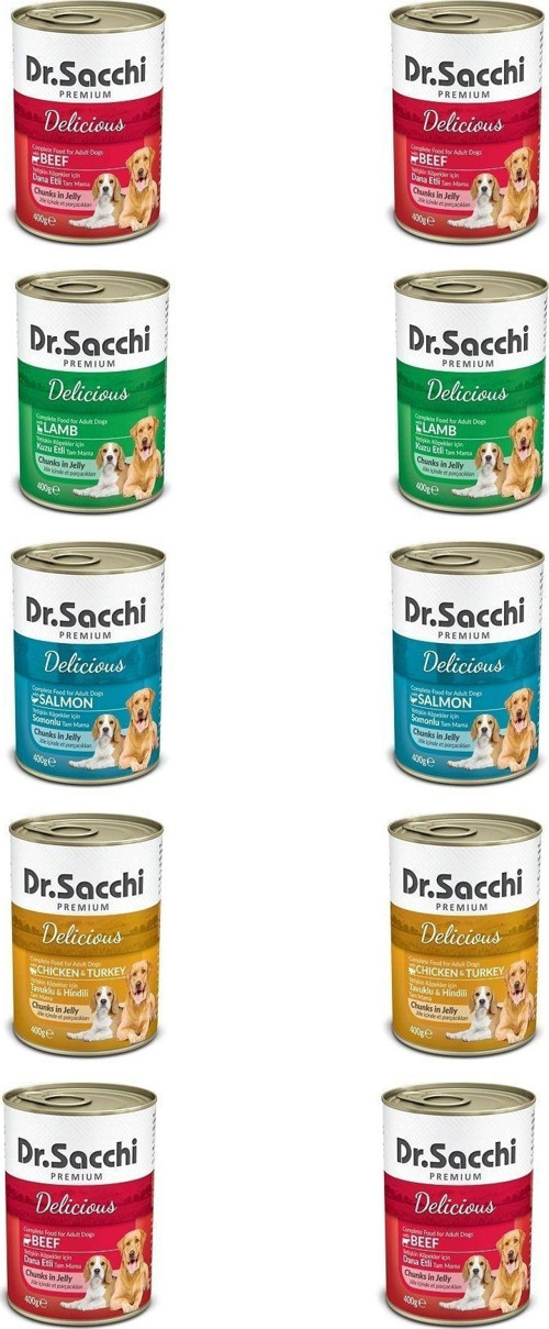 Dr.sacchi Köpek Konservesi X 10 Adet Mix Kuzu-sığır-somon-tavuk