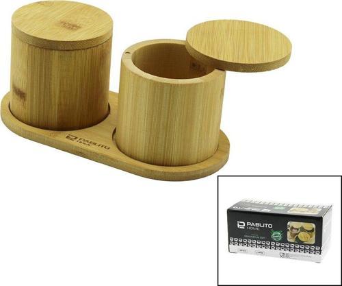 2PCS AHŞAP BAMBU BAHARATLIK YUVARLAK=8X8ALTLIK=9.5X19.5ÇEVİR AÇ-MIKNATISLI KAPAK (2818)