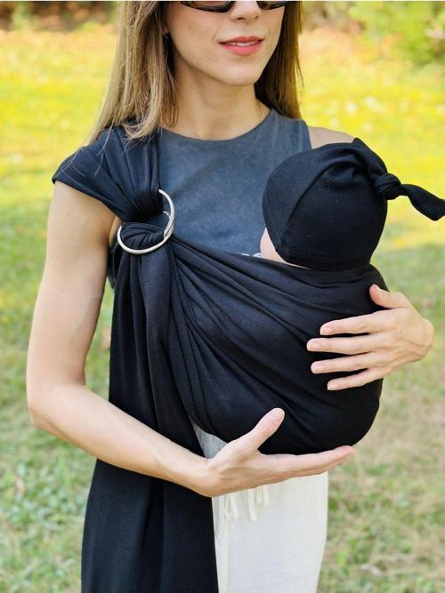 Anakucağı Esnek Halkalı Cepli Bebek Taşıma Şalı, Bebek Askısı Wrap Sling