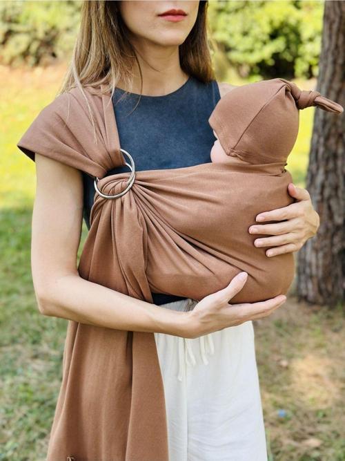 Anakucağı Esnek Halkalı Cepli Bebek Taşıma Şalı, Bebek Askısı Wrap Sling