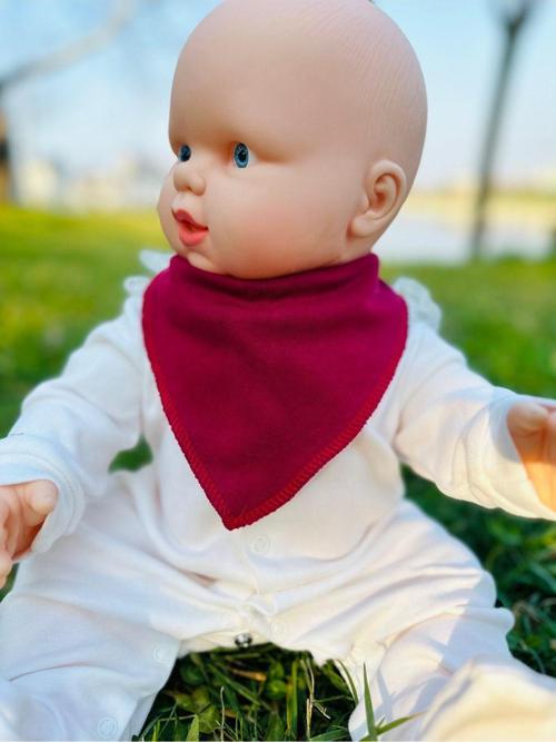 Vişne Çürüğü %100 Organik Pamuk Çift Katlı Örme Kumaş Çıtçıtlı Bebek Salya Önlük & Fular