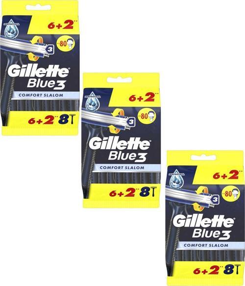 Blue 3 Tıraş Bıçağı 6 + 2'li Poşet Comfort Slalom 3 Paket