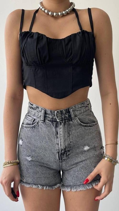 Askılı Büstiyer Crop