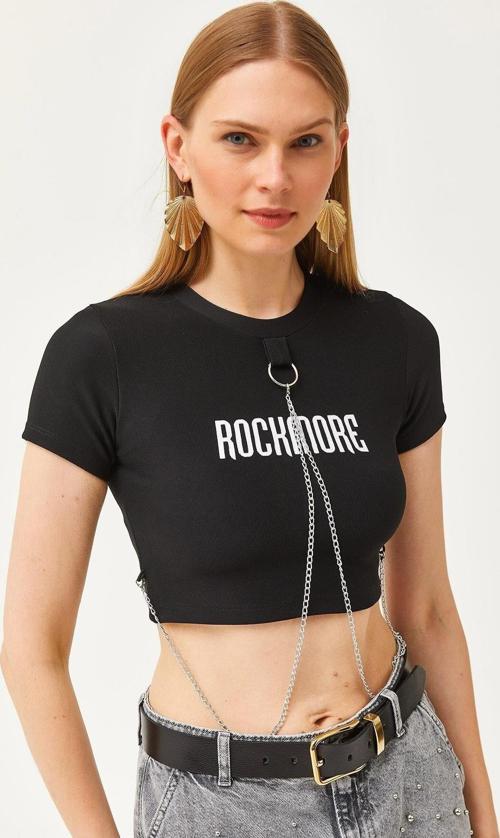 Aksesuarlı Ottoman Crop Bluz