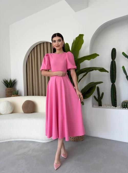 Pembe Balon Kol Elbise