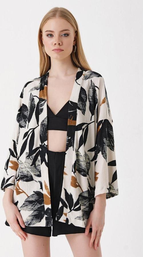 Desenli Örme Kimono