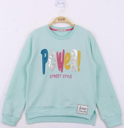 Toontoy Kız Çocuk Power Renkli Baskılı Sweatshirt