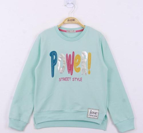Toontoy Kız Çocuk Power Renkli Baskılı Sweatshirt