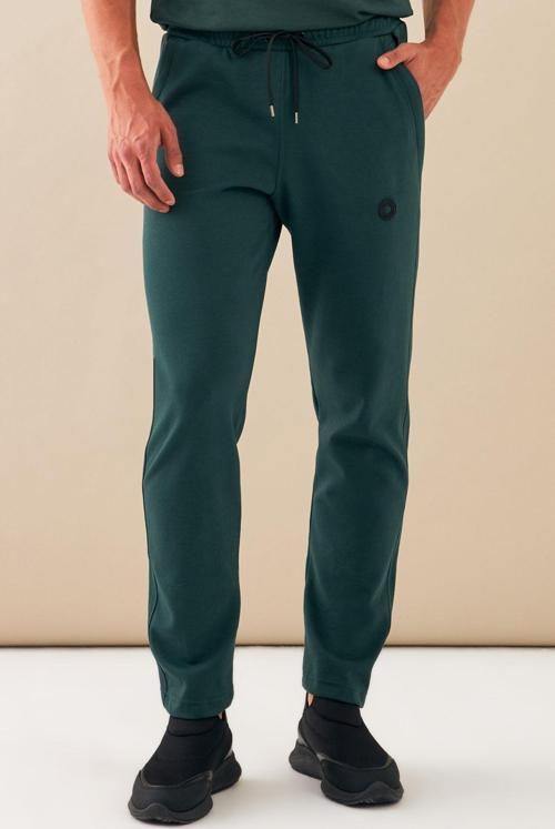 Yeşil Erkek Slimfit Kalıp Nefes Alabilen Pamuklu Drops İnterlok Kumaş Spor Eşofman Altı S0005