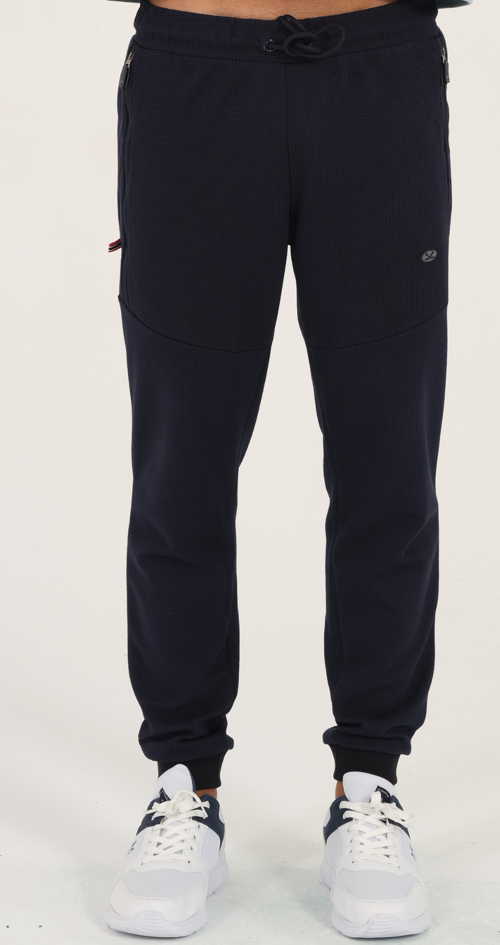 Erkek Lacivert Slimfit 2 İplik 4 Mevsim Nefes Alabilen Pamuklu Pıtırcık Kumaş Spor Eşofman Altı 1879