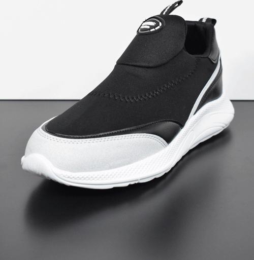 Erkek Siyah-Beyaz Sneaker Yumuşak Taban Bağcıksız Spor Ayakkabı AY0003