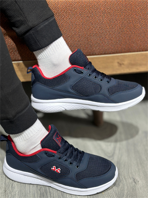 Lacivert Kırmızı Erkek Anorak Gövde Yazlık Sneaker Hafif Spor Ayakkabı AY0012