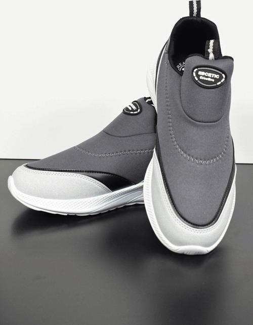 Erkek Antrasit-Beyaz Sneaker Yumuşak Taban Bağcıksız Spor Ayakkabı AY0003