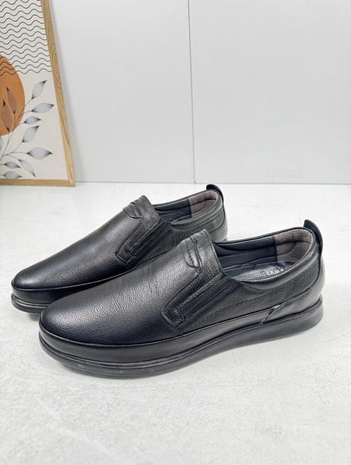 Günlük Siyah Erkek İçi Dışı Hakiki Deri Makosen Bağcıksız Kışlık Casual Ayakkabı 155