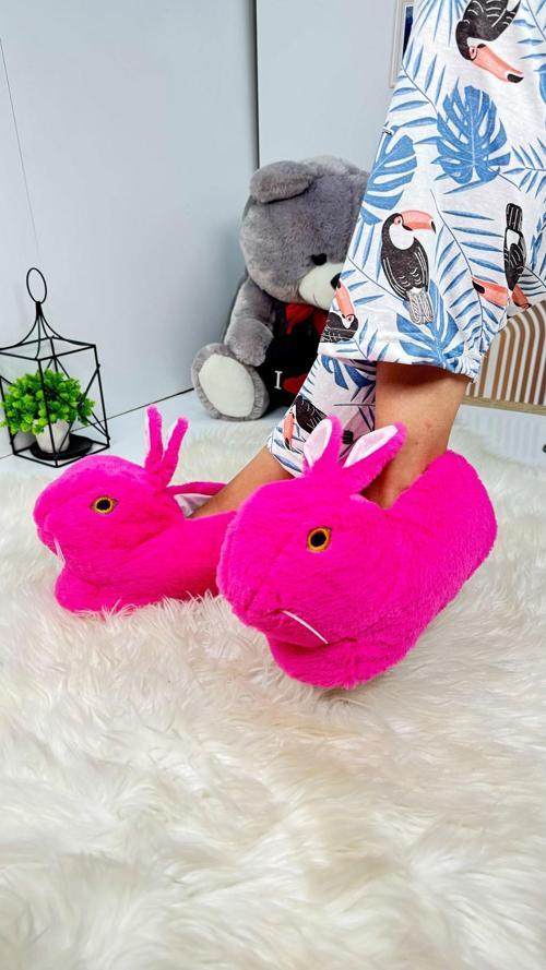 Kadın Panduf Tavşan Figürlü Peluş Ev Botu Desenli Düz Taban Rahat Hafif 359