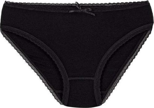 12 Adet Yıldız Bayan Bambu Dantelli Bikini Külot Siyah 3881