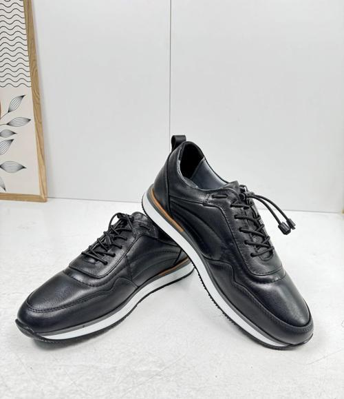 Günlük Erkek Ayakkabı İçi Dışı Hakiki Deri Casual Lastik Bağcıklı Beyaz Tabanlı Comfort Sneaker 5080