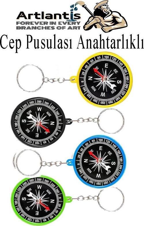 Pusula Anahtarlık Renkli 4 Adet Küçük Pusula Okul Deney Gezi Cep Pusulası Manyetik Pusula Plastik Öğrenci