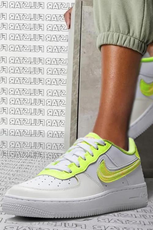 Air Force 1 LV8 Snekaers White Volt Unisex Hakiki Deri Günlük Spor Ayakkabı Beyaz Volt