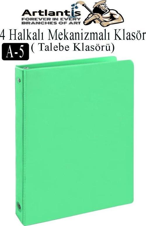 4 Halkalı Klasör 1 Adet A5 PVC Öğrenci ve Ofis Tipi Evrak Sunum Klasörü İç Cepli Otomatik Mekanizmalı Büro Okul Arşivle