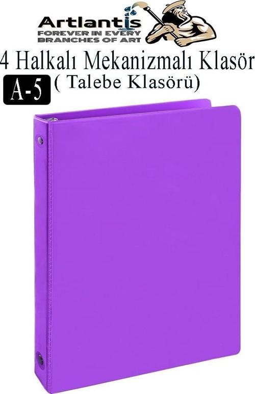 4 Halkalı Klasör 1 Adet A5 PVC Öğrenci ve Ofis Tipi Evrak Sunum Klasörü İç Cepli Otomatik Mekanizmalı Büro Okul Arşivle