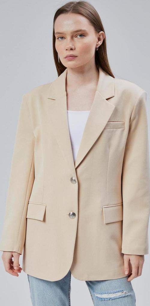 Kadın Oversize Astarlı Dokuma Blazer Ceket