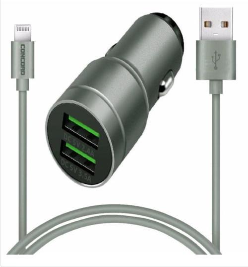Concord C-773 Lightning Kablo Ve Metal Başlık Hızlı Araç Şarj Seti 2.4+3.5A 23W İphone