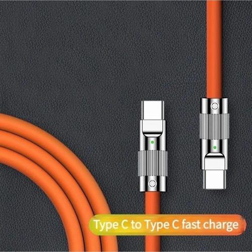 Vıa F30  Işıklı 180 Derece Dönebilen Type-C To Type-C Sıvı Silikon Hızlı Şarj Kablosu