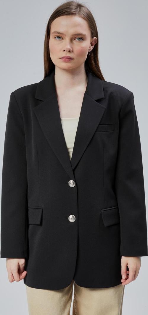 Kadın Oversize Astarlı Dokuma Blazer Ceket