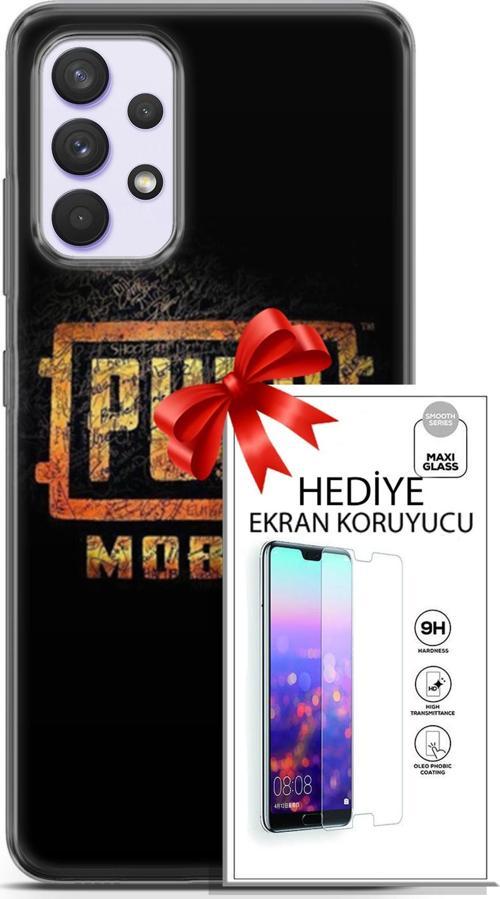 Samsung Galaxy A32 4G Kılıf Orijinal Seri Pubg 14 Logo Cover Kılıf + Ön Ekran Koruyucu