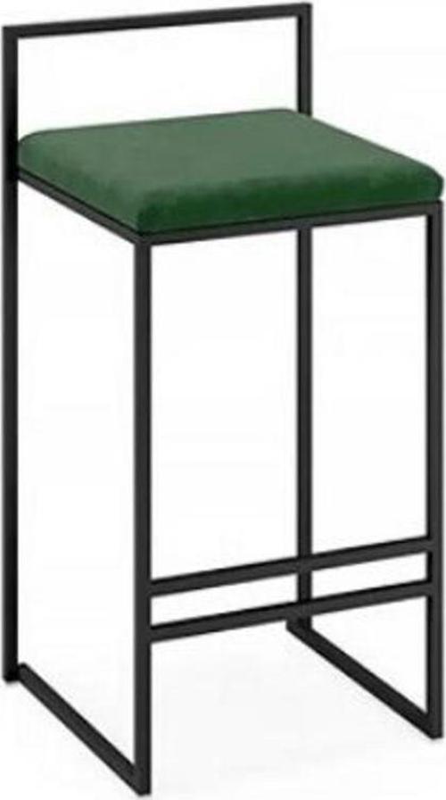 Lora Yeşil Kumaşlı Metal Bar Sandalyesi