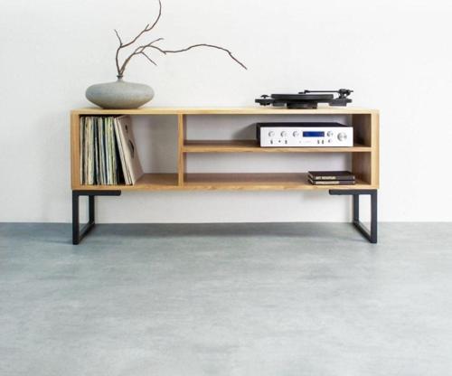 Metal Ayaklı Doğal Ahşap Tv Ünitesi