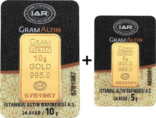 15 Gram (10+5) Külçe Gram Altın IAR 24 Ayar