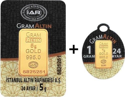 6 Gram (5+1) Külçe Gram Altın IAR 24 Ayar