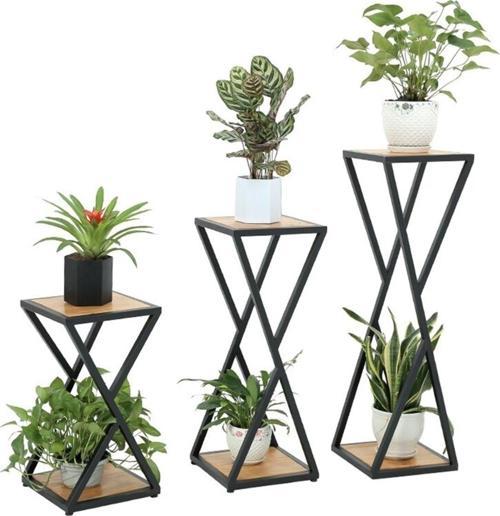 Üçlü Set Z Model Metal Çiçeklik Ve Saksılık