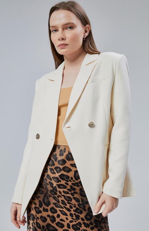 Kadın Kruvaze Kapama Oversize Blazer Ceket